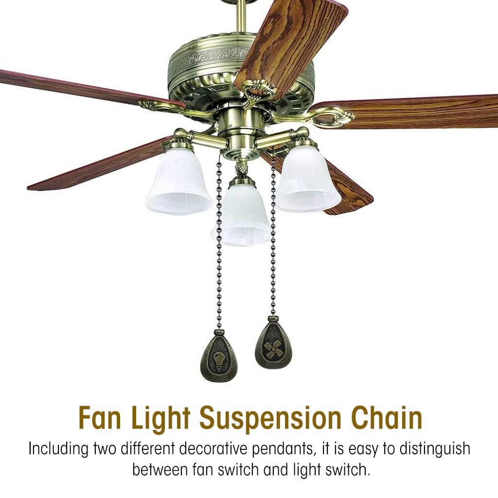 HASTHIP® Bronze Ceiling Fan Pull Chain Set, Ceiling Fan Pull Chain Extender Bronze Pendant 12 Inch Chain Ornament Pendant Pull Chain with Connector Ceiling Fan Bulb&Fan Ceiling Fan Pull Chain (2 Pack)