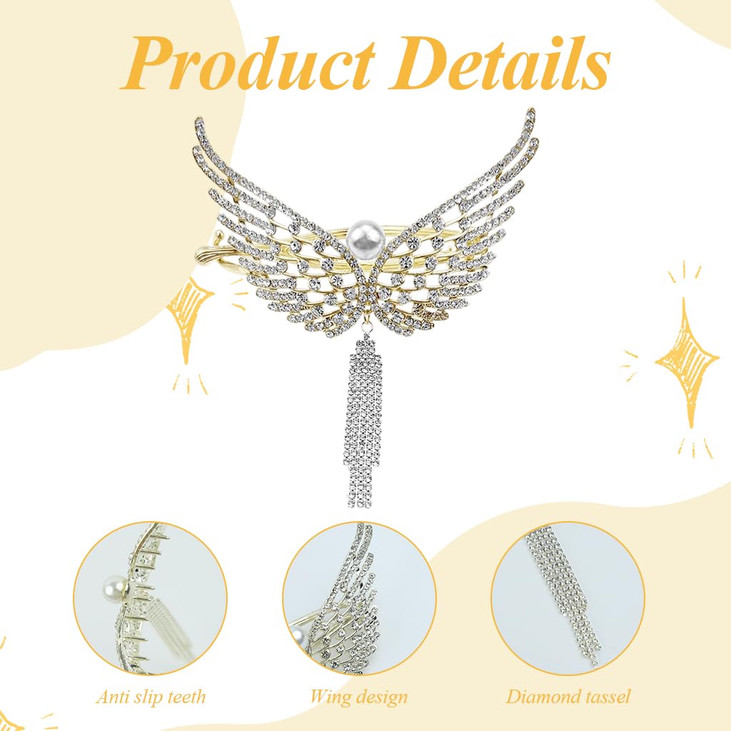 PALAY 2 PACK Wing Rhinestone Hair Claw Clips