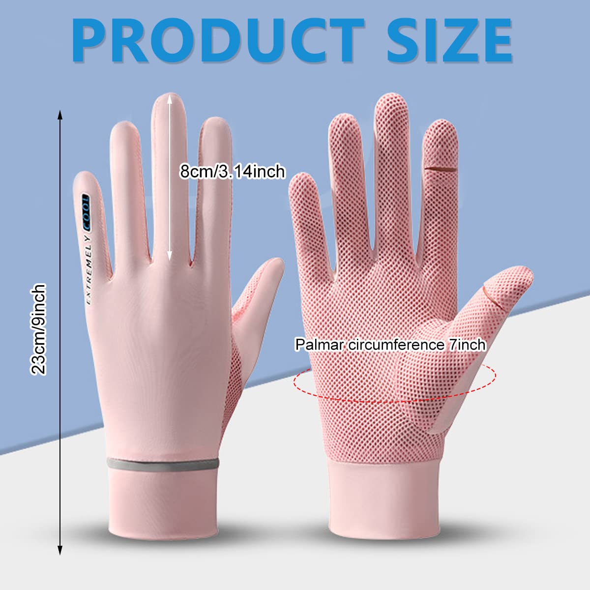 PALAY Hand Gloves for Women Sun Protection Non Slip Touch Screen Gloves, Cooling Summer Bike Gloves for Cycling Fishing, Mesh Breathable Full Finger Gloves - UPF 50+, Pink