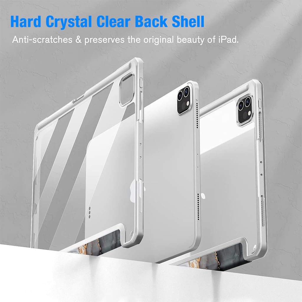 ZORBES Tablet Case for iPad Pro 13inch 2024 Fashion Marble Pattern Transparent iPad Case Cover with Pen Holder, Acrylic Hard Shell Protector Case Cover for iPad Pro 13inch (M4) 2024 A2925, A2926
