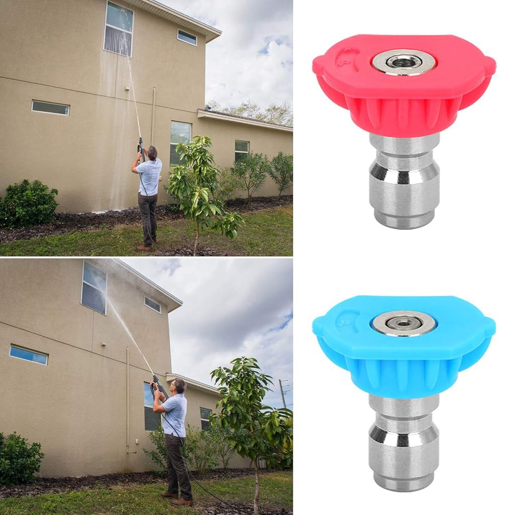 Serplex® Stainless Steel Pressure Washer Spray Nozzle Tip Set 5 Degrees 2 Second Story Nozzles 1/4 Quick Connect 4000 PSI High Pressure Sprayer 7 Pieces 21PCS