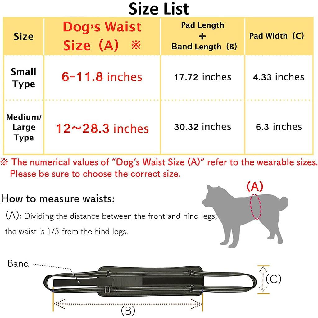 Qpets Dog Lift Harness Rear Leg Use Lifting Harness for Dog Rear Legs Support Adjustable Length and Size Rear Legs Dog Wheelchair for Back Legs for Aging Dog, Disabled, Injured Dog(Size, L)