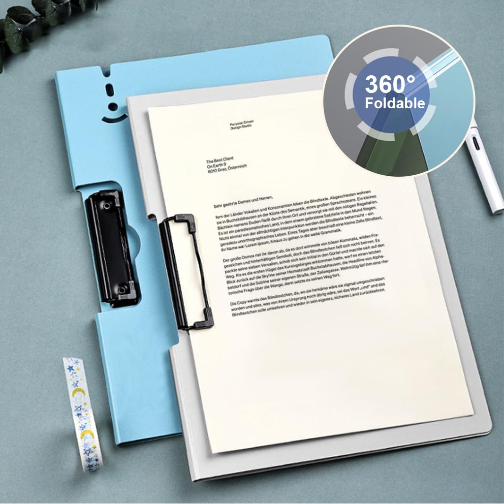 ZIBUYU® File Folders for Documents A4 PVC Clipboards File Cover for Documents Office, Study, School, Executive Document Folder Documents Organizer Folder Multi-Functional Clipboard - 2 Pcs