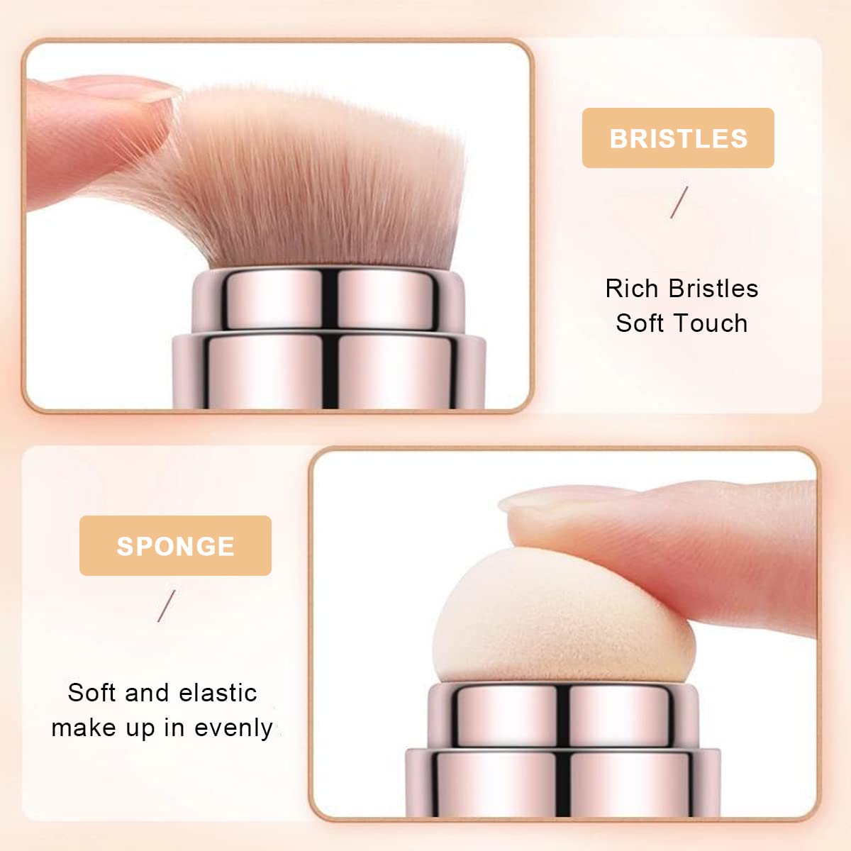 MAYCREATE Makeup Brush Set, Travel 4 in 1 Brush Sets in Makeup, Portable Mini Cosmetic Make Up Brushes Kit Includes Foundation Brush, Face Brush, Lip Brush & Concealer Brush Gold
