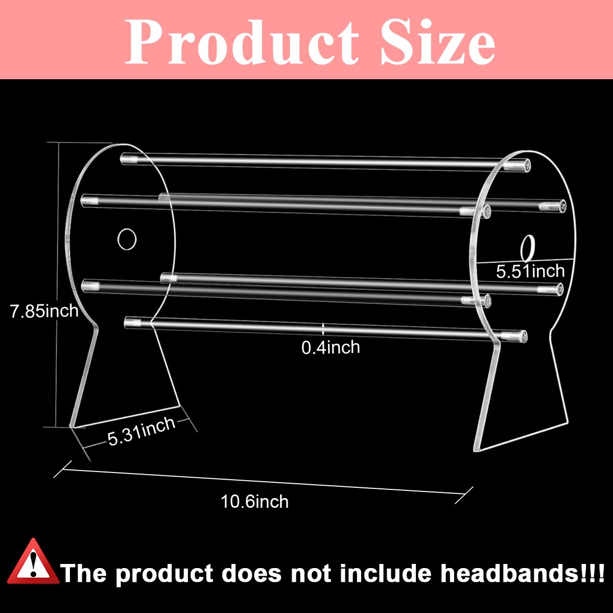 MAYCREATE Acrylic Headband Holder, Headband Display Stand, Clear Jewelry Organizer, Storage Rack for Jewelry Hair Clasp Bangles, Teen Girl Women Gifts