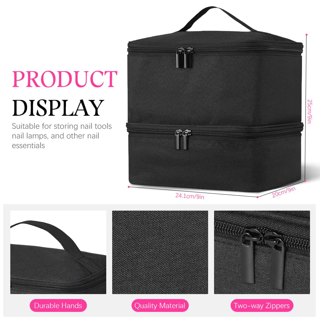 MAYCREATE Makeup Bag for Travel Makeup Pouch, Portable Makeup Vanity Box for Women, Zipper Makeup Organizer Bag, Small Cosmetic Makeup Vanity Bag with Handle (Waterproof, Black)