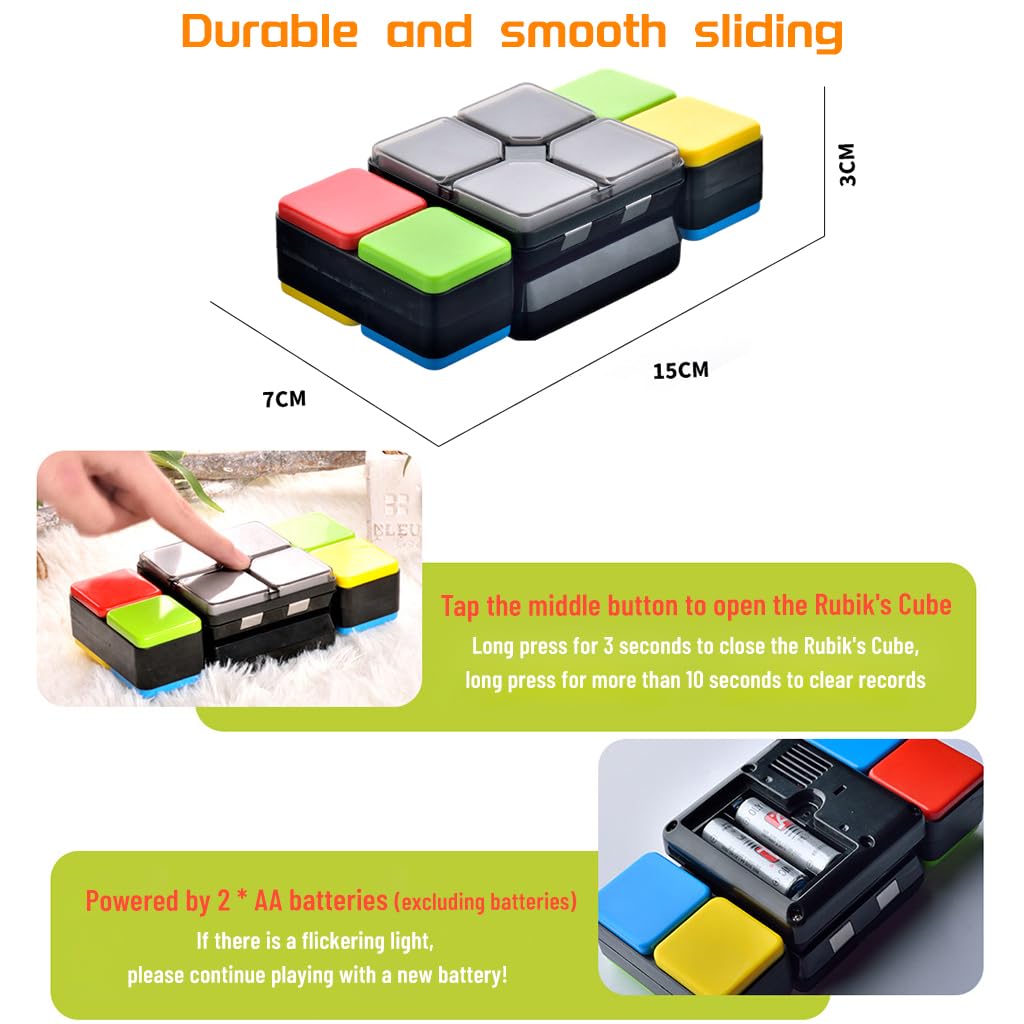 PATPAT Electronic Fidget Toy Magic Cube Musical Toys for Kids, Rubik's Cube Light Toys for Kids, Board Games Magic Cube with 4 Game Modes, Fine Motor Skill Toys for Kids, Birthday Gift for Girls Boys