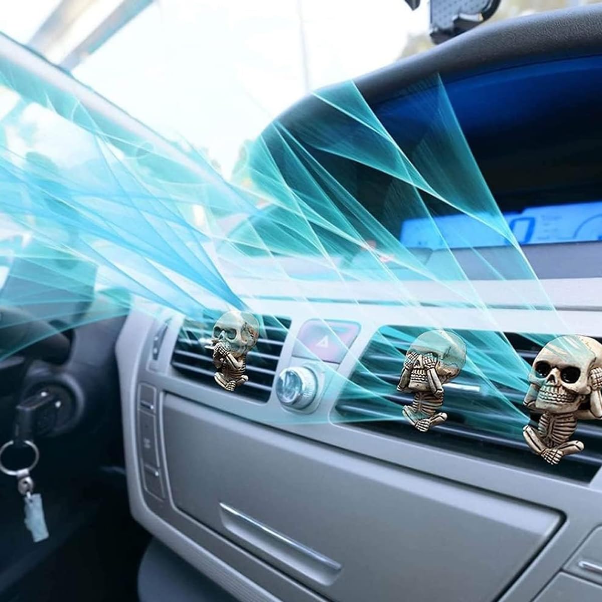 STHIRA kull Car Air Fresheners Car Fragrance Air Freshener Cartoonish Car Air Fresheners Resin Skull Clip On Air Fresheners on Air Vent Funny Skeleton Car Air Fresheners Car Interior Decoration Gifts