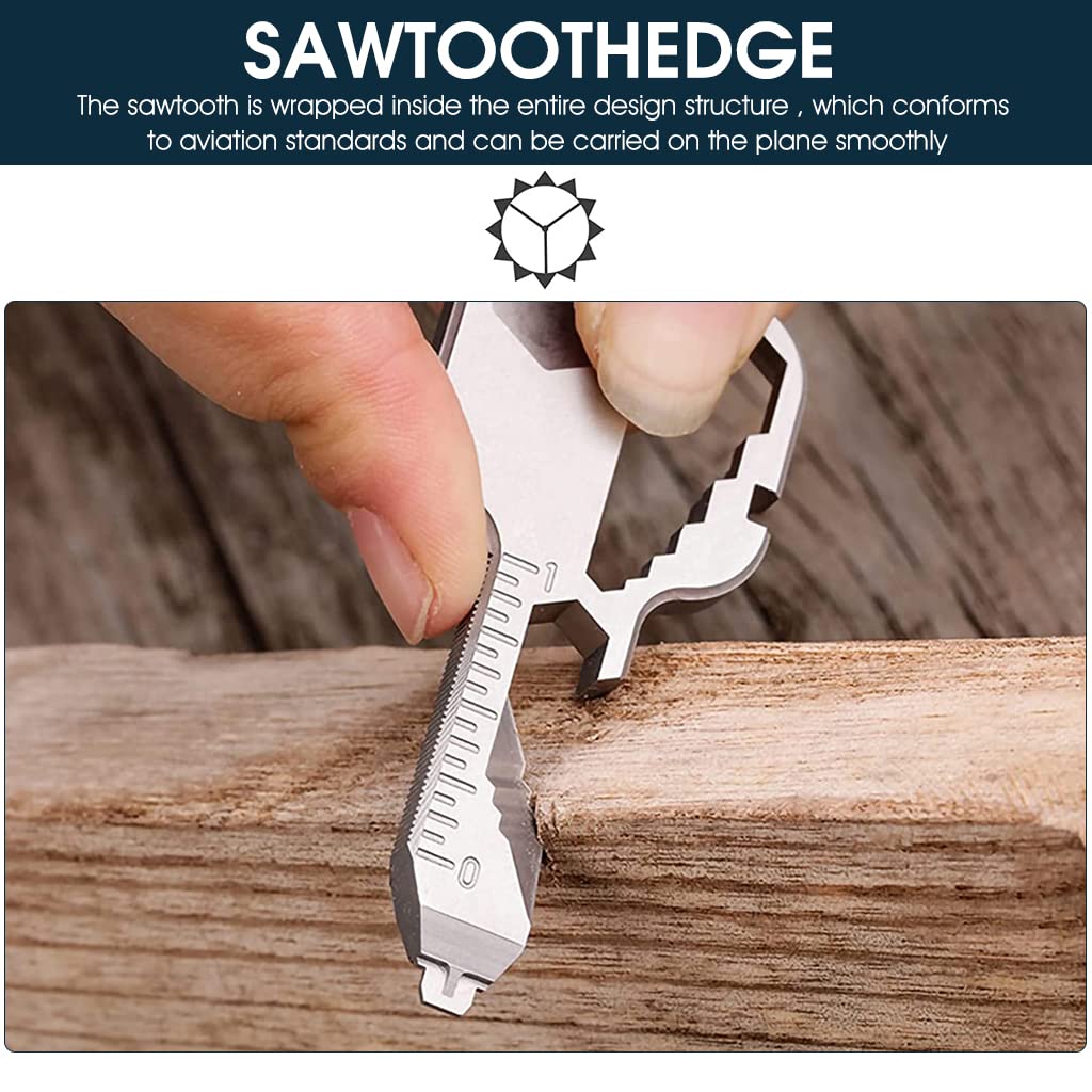 HASTHIP 24- in-1 Key Shaped Pocket Tool, Multi Tool Keychain, Multitool Key Shaped Pocket Tool, Outdoor Keychain Tool for Drill Drive, Screwdriver, File, Bottle Opener, Wrench, Ruler, etc (White)