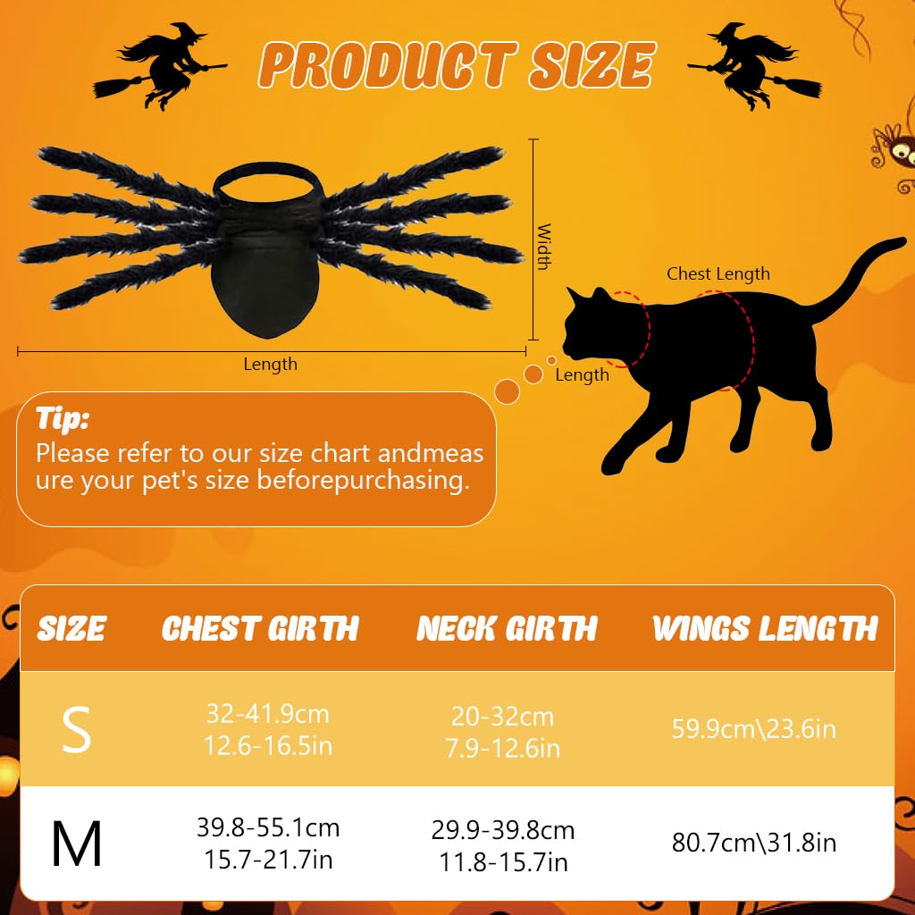 Qpets Halloween Fun Dog Clothes, Small Dog Costume Spooky Spider Dog Clothes Cats Clothes Small Pet Fun Halloween Costume, S