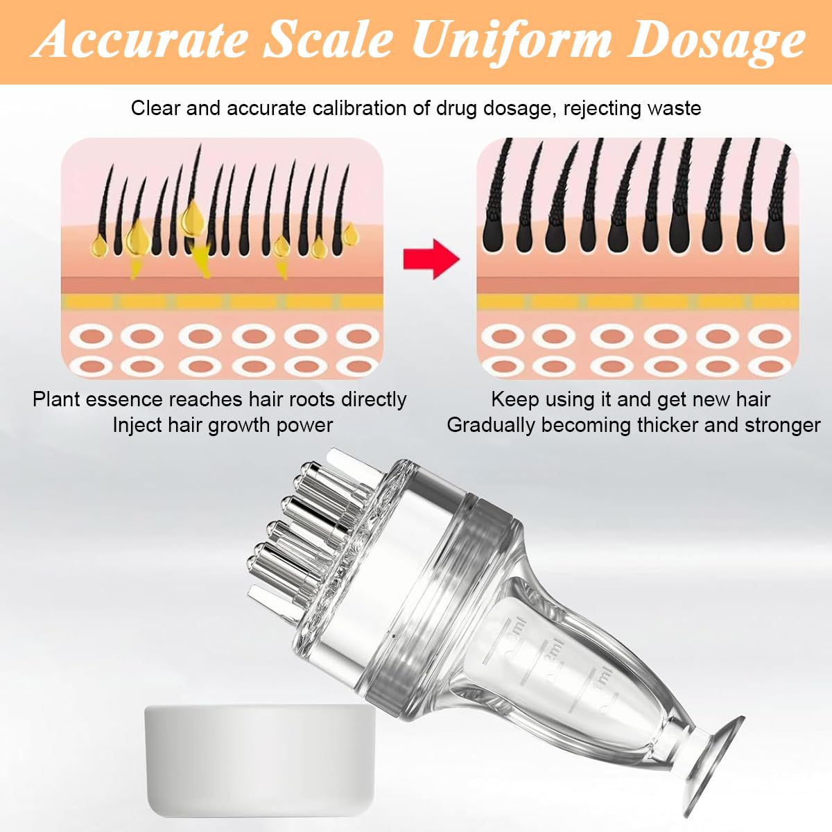 HANNEA 3ML Hair Oil applicator for Scalp, Scalp Applicator Comb, Medicine Essential Serum Liquid Root Comb Applicator Bottle, Massager for Hair Growth, Follicle Care Treat Hair Loss Thinning