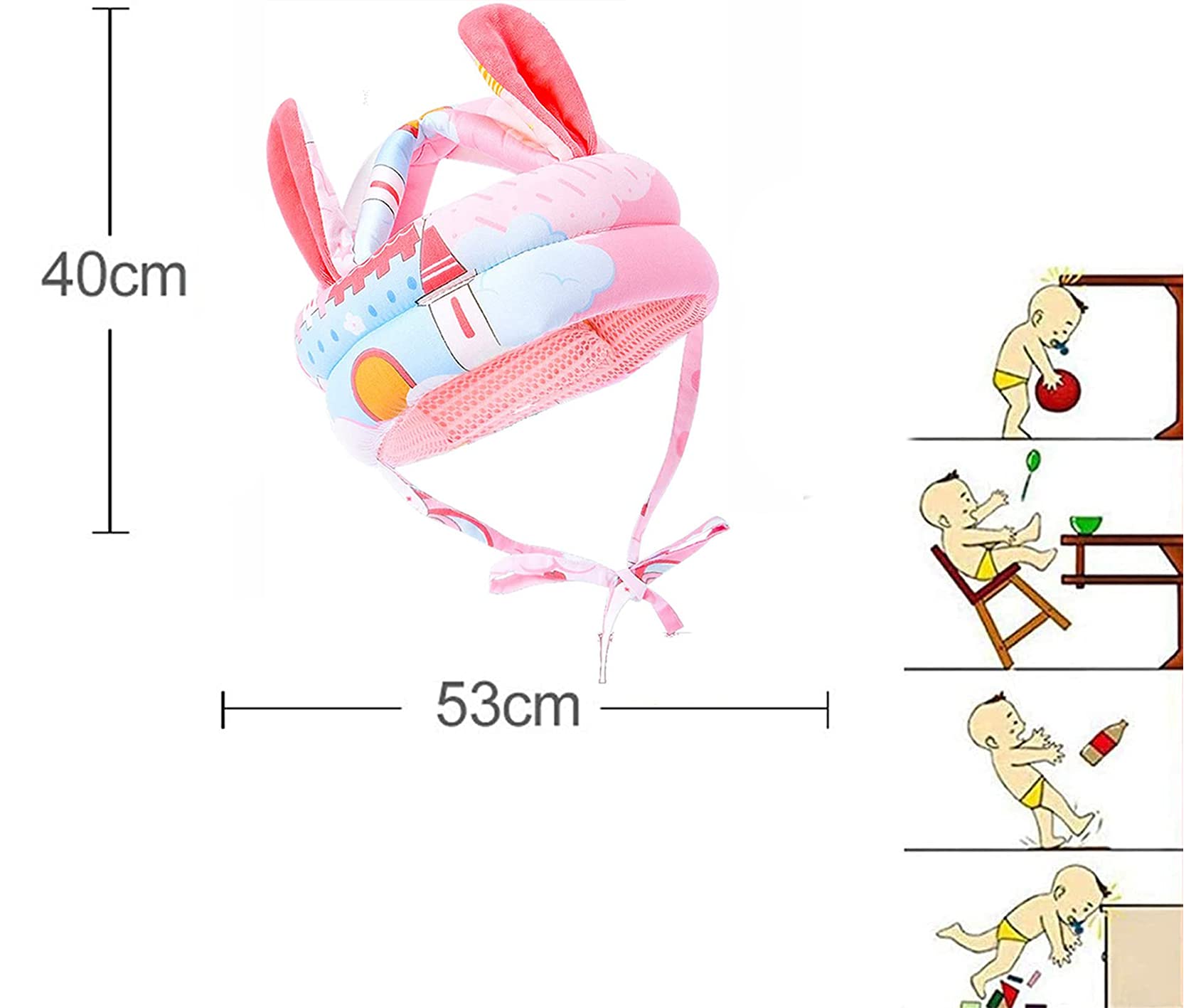 SNOWIE SOFT Baby Head Protector, Adjustable Size Baby Learn to Walk Or Run Soft Safety Helmet, Infant Anti-Fall Anti-Collision,for Baby Months~5 Years Old (Multi-Colou 5)