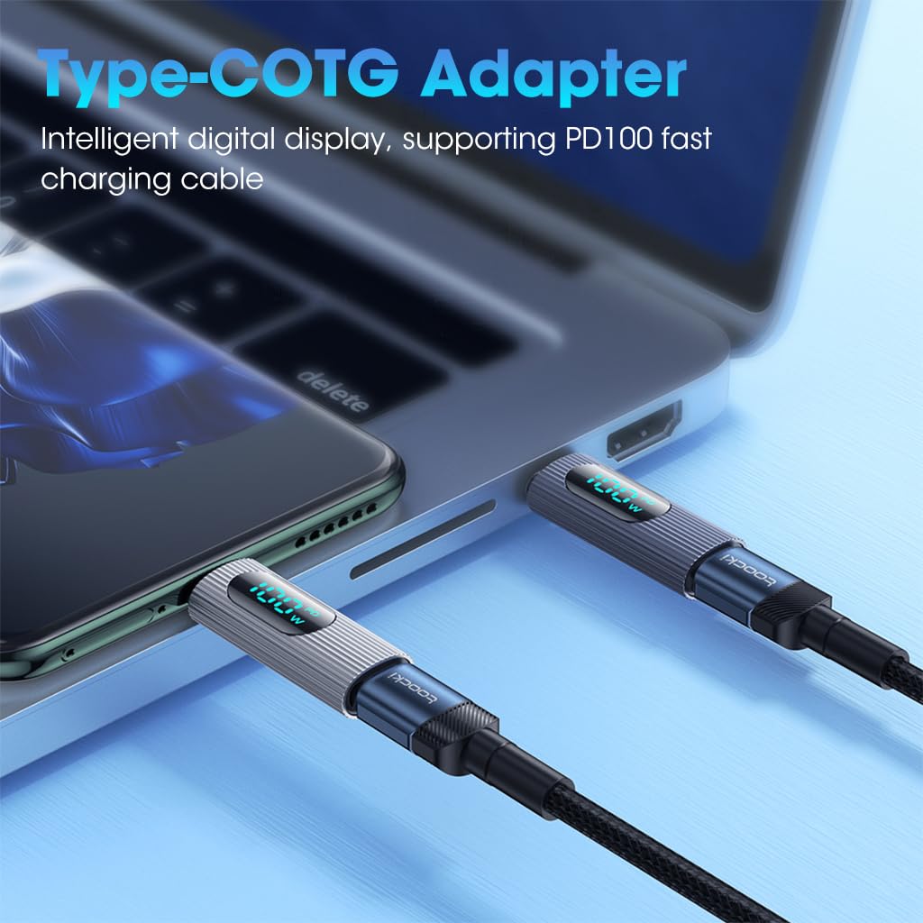 Verilux USB C Adapter USB C Male to Female USB C Adapter Support 480mbps Data Transfer, 100W PD Fast Charging with LCD Digital Display Compatible for MacBook Pro/Air, USB-C HUB/Dock