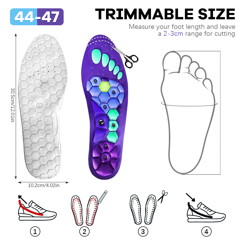 HANNEA 1 Pair Acupressure Shoe Sole, Breathable Magnet Nubs Massager shoe insoles for men women Stimulate Blood Circulation, Relieve Tension - acupressure tools acupressure kit (Large Size EU 44-47)
