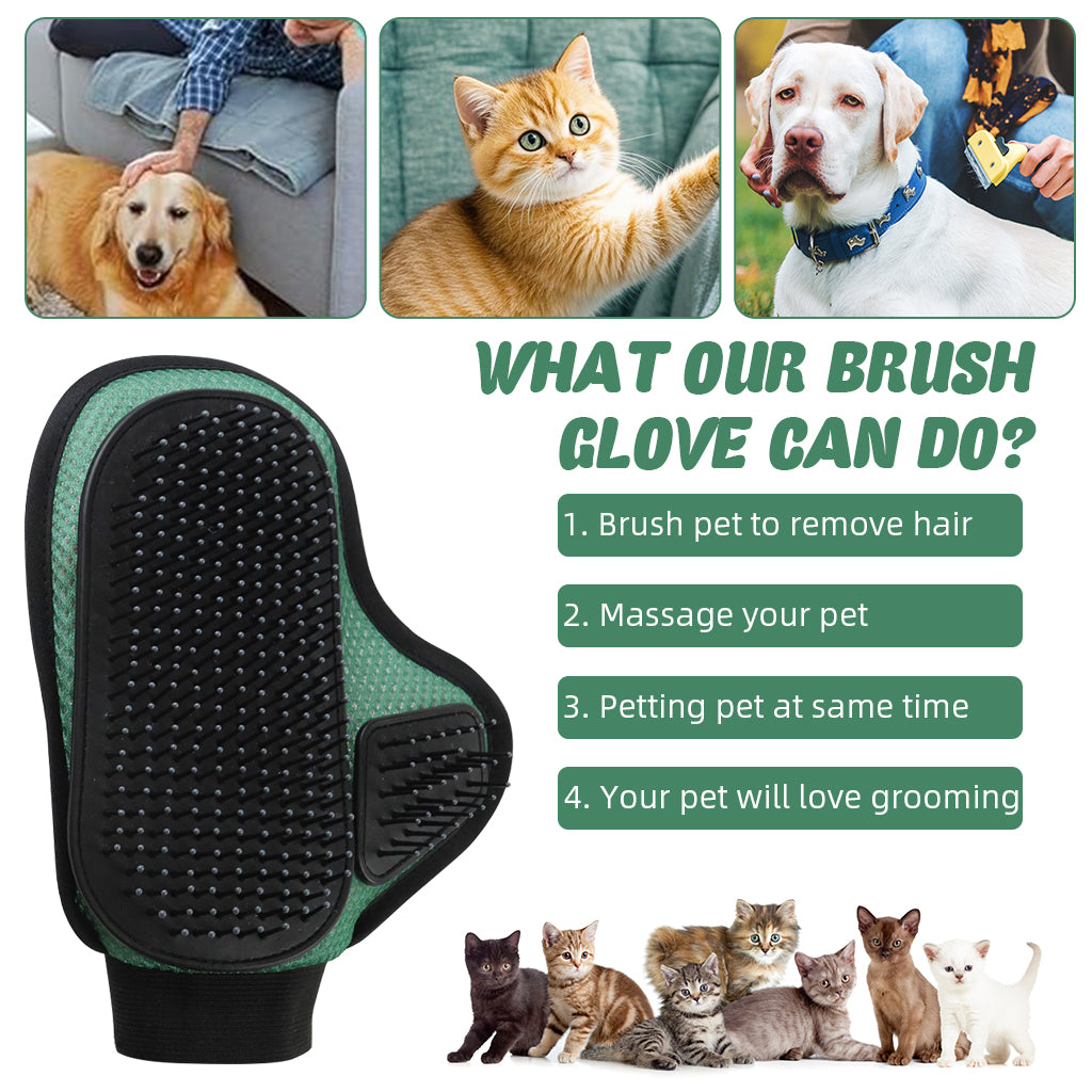 Qpets Pet Hair Grooming Glove for Cat Dog Hair Brush Glove Breathable Mesh Pet Hair Grooming Glove Rubber Rounded Tip Bristles Deshadding Hair Removal Glove Deshadding Hair Removal Glove