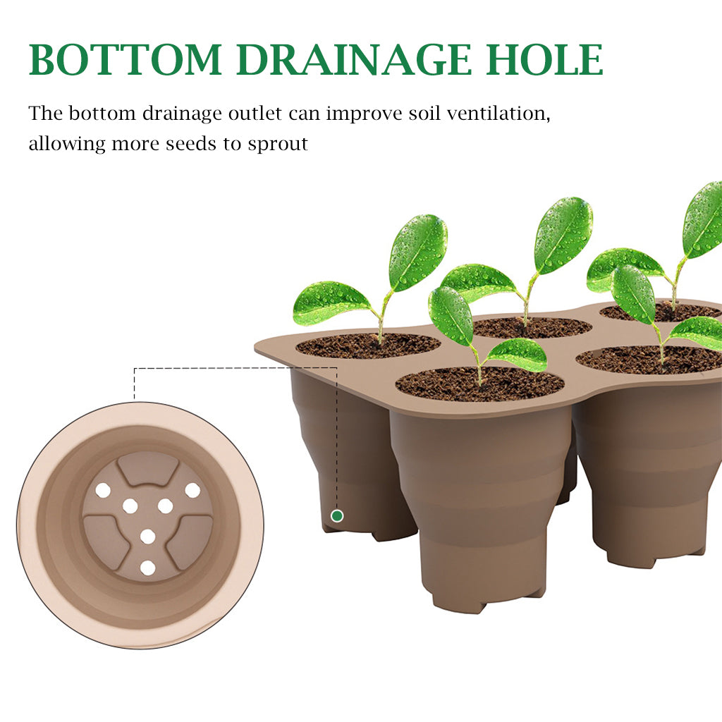 HASTHIP® Silicone Seed Starter Tray 6-Cell Seed Starter Tray Seedling Tray Reuseable Ventilation Seed Propagation Tray Plant Seeds Starter Tray Seeds Nursery Tray