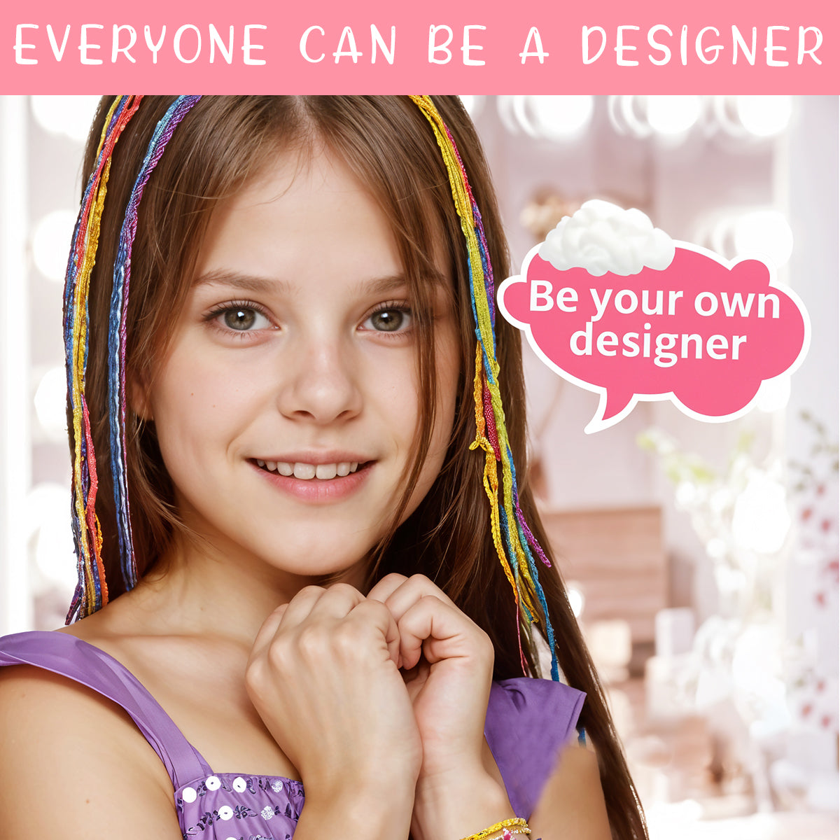PATPAT Color Hair Braids Maker Electric Extension Hair Braids Making Machine Stylish Y2K Color Yarn Braids Maker Hair Styling Tool Set with Multi Color Yarns, Comb, Beads Charm