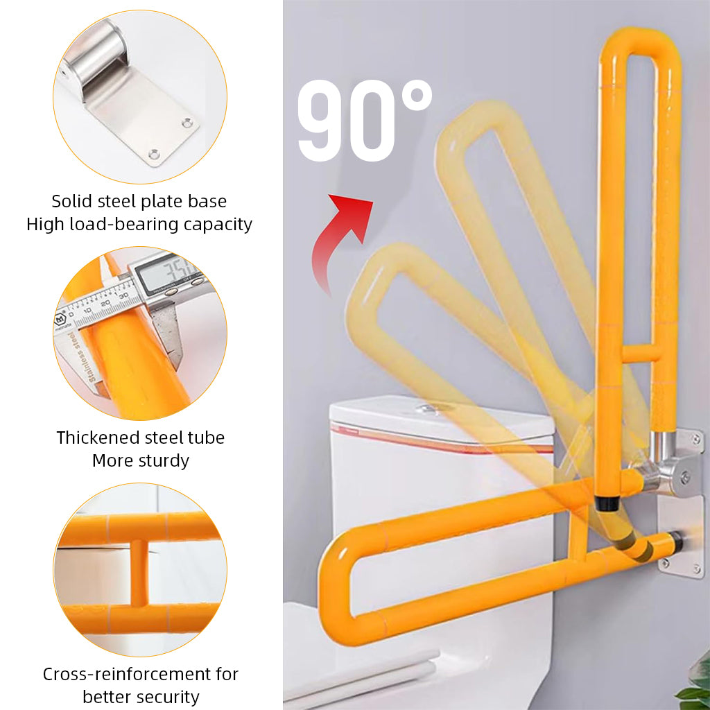 HANNEA Folding Grab Bar Bathroom Toilet Grab Bar 23.62 inches Stainless Steel Anti-slip Handrail Secure Screw Fixing Wall Grab Bar Space-saving Folding Safety Grab Bar for Elders, Pregnant Women