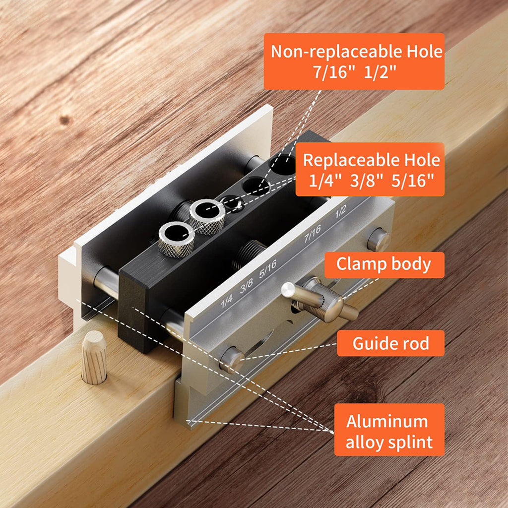 Serplex Auto Center Punch Tool Woodworking Hole Punching Guide with 6 Bushings Wooden Drill Guide Drill Jig Drill Template for Woodworking