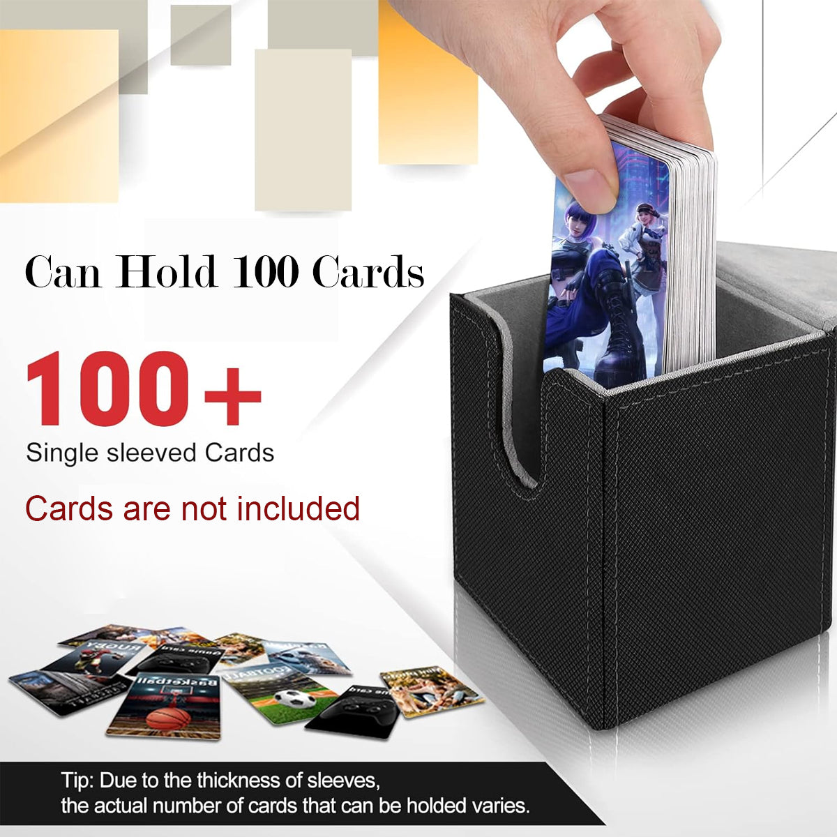 PATPAT Card Holder Game for 100Pcs Cards Storage Box Trading Cards Organizer PU Leather Card Deck Case Collectable Cards Carry Case Universal Game Card Holder, 7.1x6.7x9.5cm