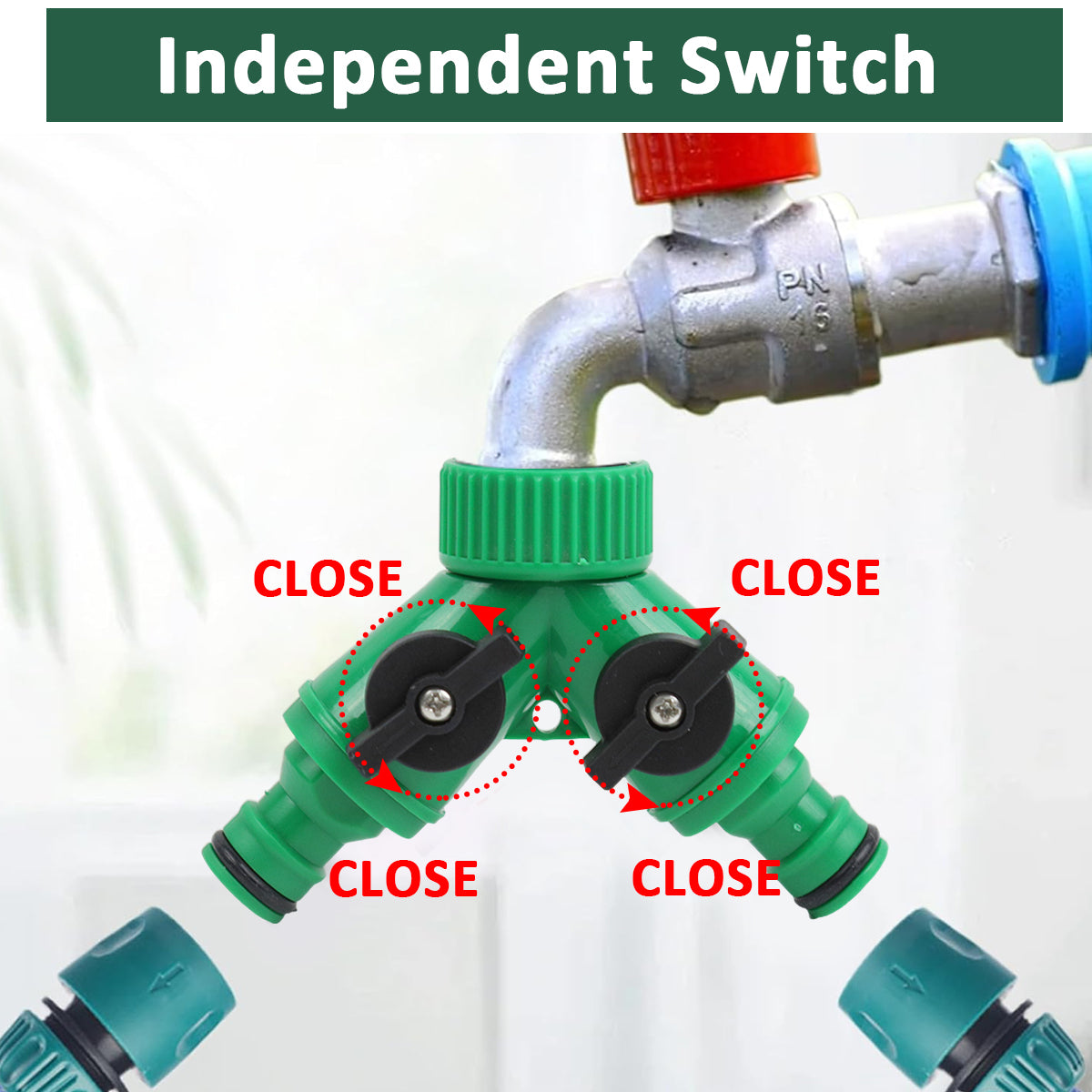 HASTHIP Garden Hose Splitter Faucet Diverter Splitter High Pressure Y-shaped 2-Way Water Splitter with Individual Control Water Tap Diverter Universal Faucet Diverter