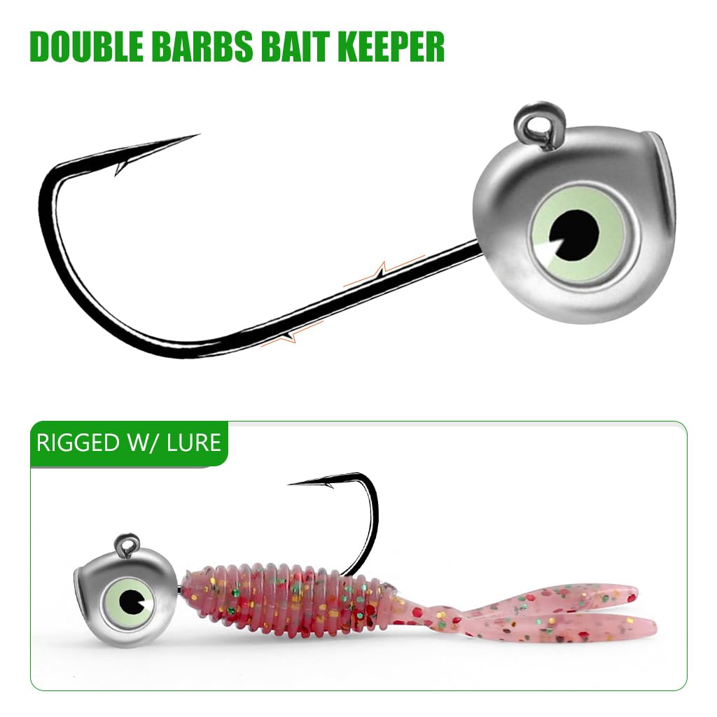 Proberos Swimbait Jig Heads with Chartreuse Fish Eye,Freshwater&Saltwater Fishing 4-Pack