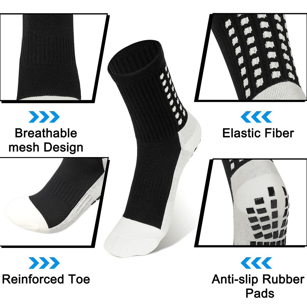Proberos 2 pairs of Men Women Hi-Tech Performance Athletic Socks for Badminton Soccer Running Gym & Indoor TrainingRubber Anti-Slip and Thicken Cushion Sport Socks Ankle Length Socks-Black