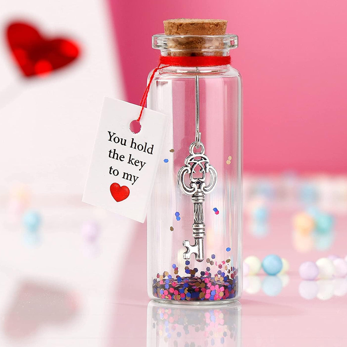 HASTHIP Mini Decorative Jar, Romantic Cork Stopper Drift Bottle, Romantic Gift for Girlfriend & Boyfriend, Wife, Gifts From Husband, Valentine's Day Gifts for Women Cute Anniversary Wedding Gifts