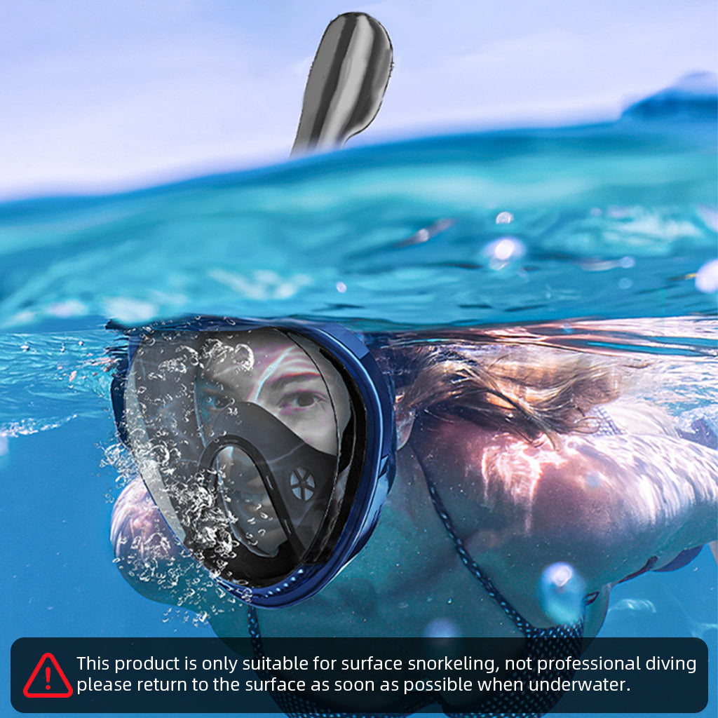 Proberos Adult Snorkel Mask, 180° Wide Angle View Anti-Fog Snorkling Face Mask with Drain Valve, Detachable Breathing Tube Design Full Face Snorkeling Mask Diving Gear with Camera Mount, L/XL