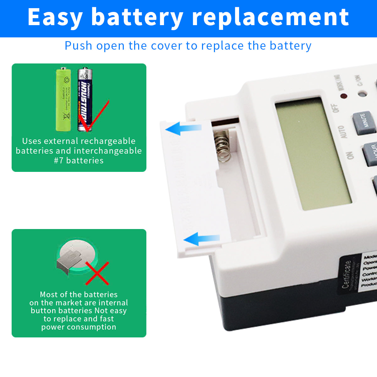 Serplex Timer Switch Electrical On Off, 220v Home Appliance Timer Switch Daily/Weekly Auto Cut Off Timer Switch Digital Timer Control With 16 Timing Settings Din Rail Mount Powered by AAA Battery