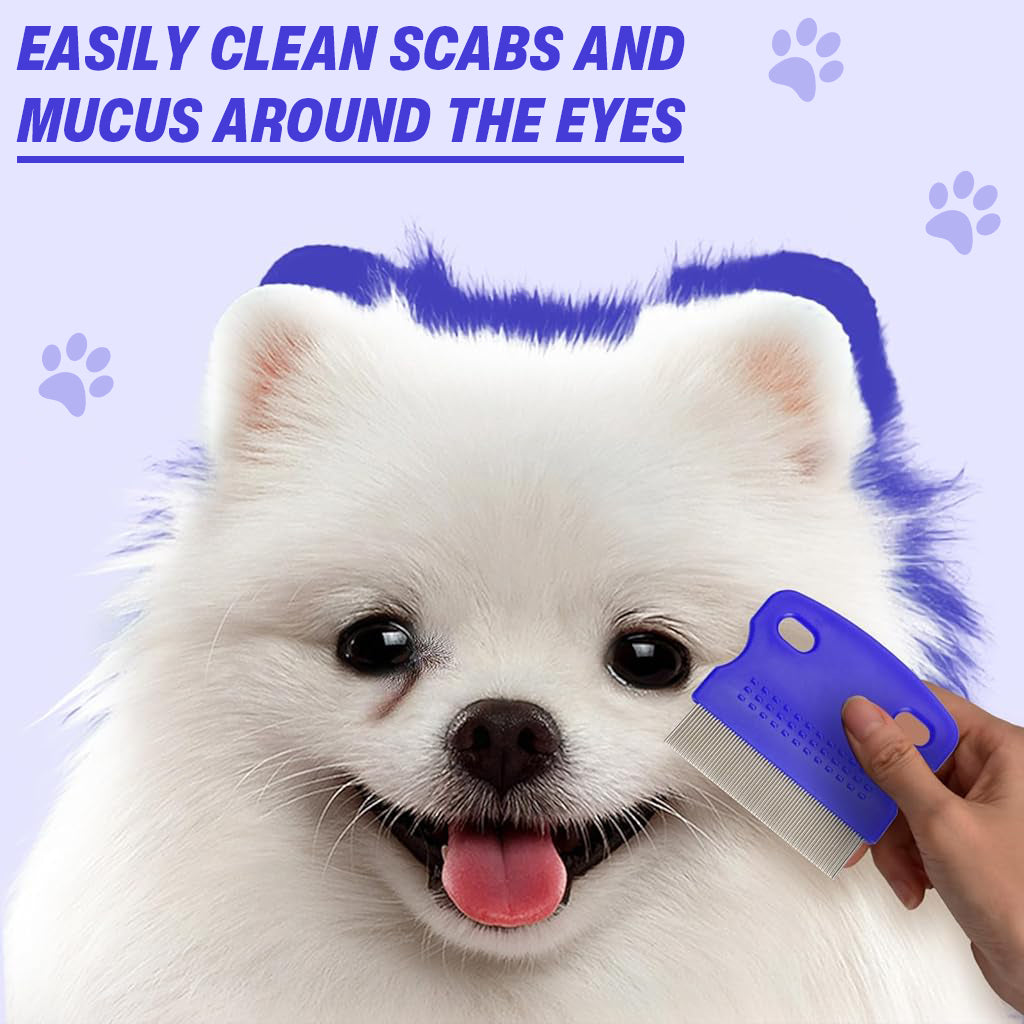 Qpets 6Pcs Flea Combs for Cats Dogs Double-sided Flea Combs Metal Fine Teeth Flea Combs with Handle Pet Grooming Tool Grooming Combs