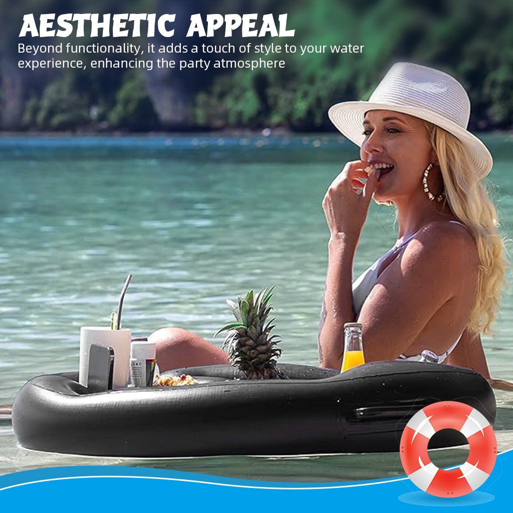 Proberos Inflatable Pool Floating Food Drink Holder Pool Party Serving Floats Multi Compartments Wine Snack Food Holder Serving Floating Tray Pool Party Essentials