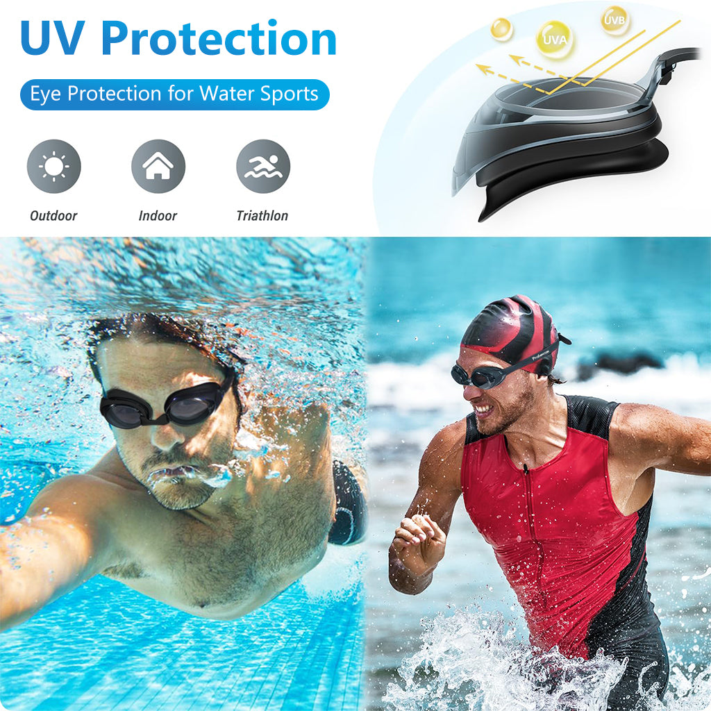 Proberos Short-sighted Swimming Goggle for Man Women, Nearsighted Swimming Goggle Silicone Waterproof Anti-fog Swimming Goggle (-1.5 Diopters)