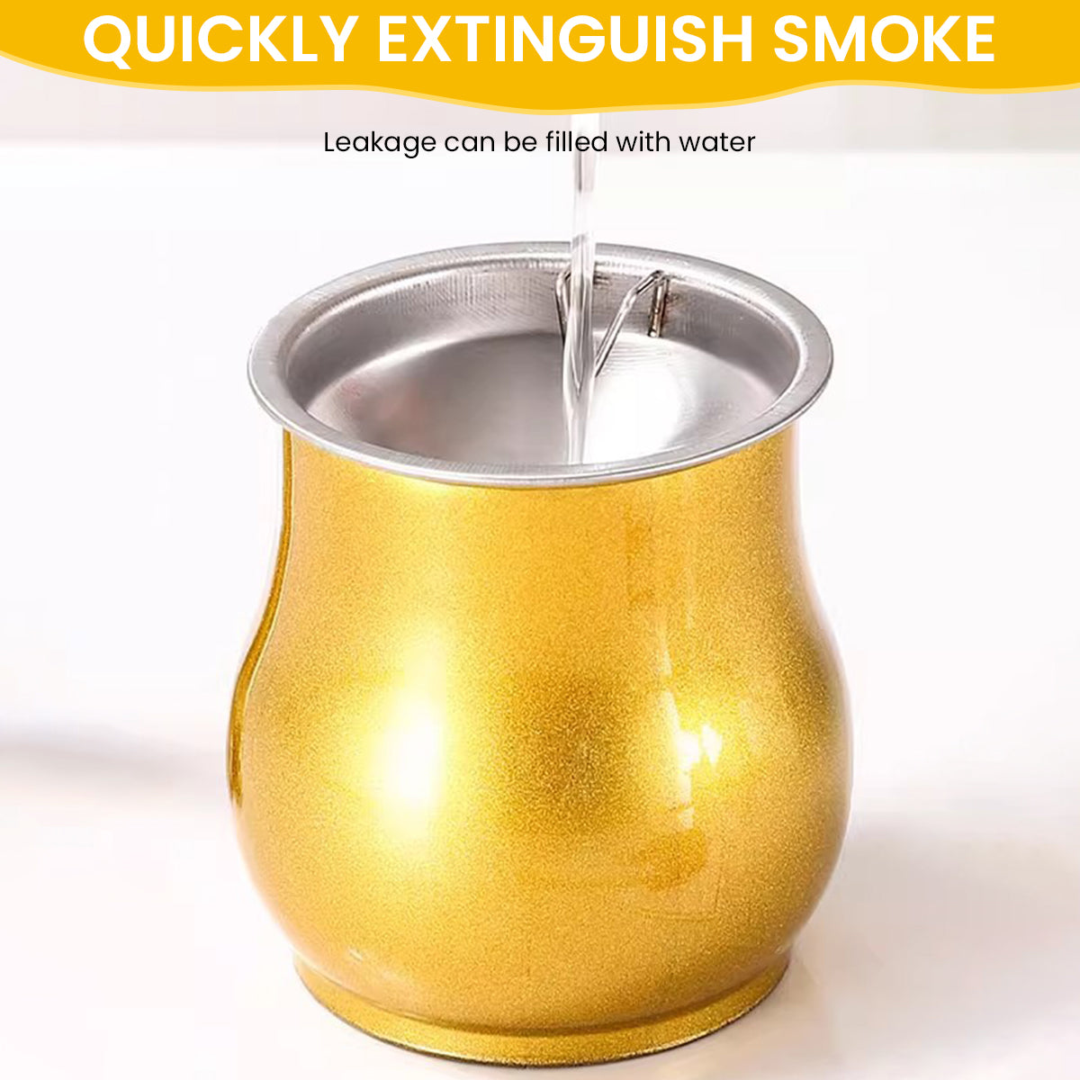 HASTHIP Car Ash Tray Stainless Steel Ashtray, Gold Windproof Ashtray with Funnel Lid, Car Ash Tray Table Ash Tray for Home Office, 3.54x2.75inch (Gold)