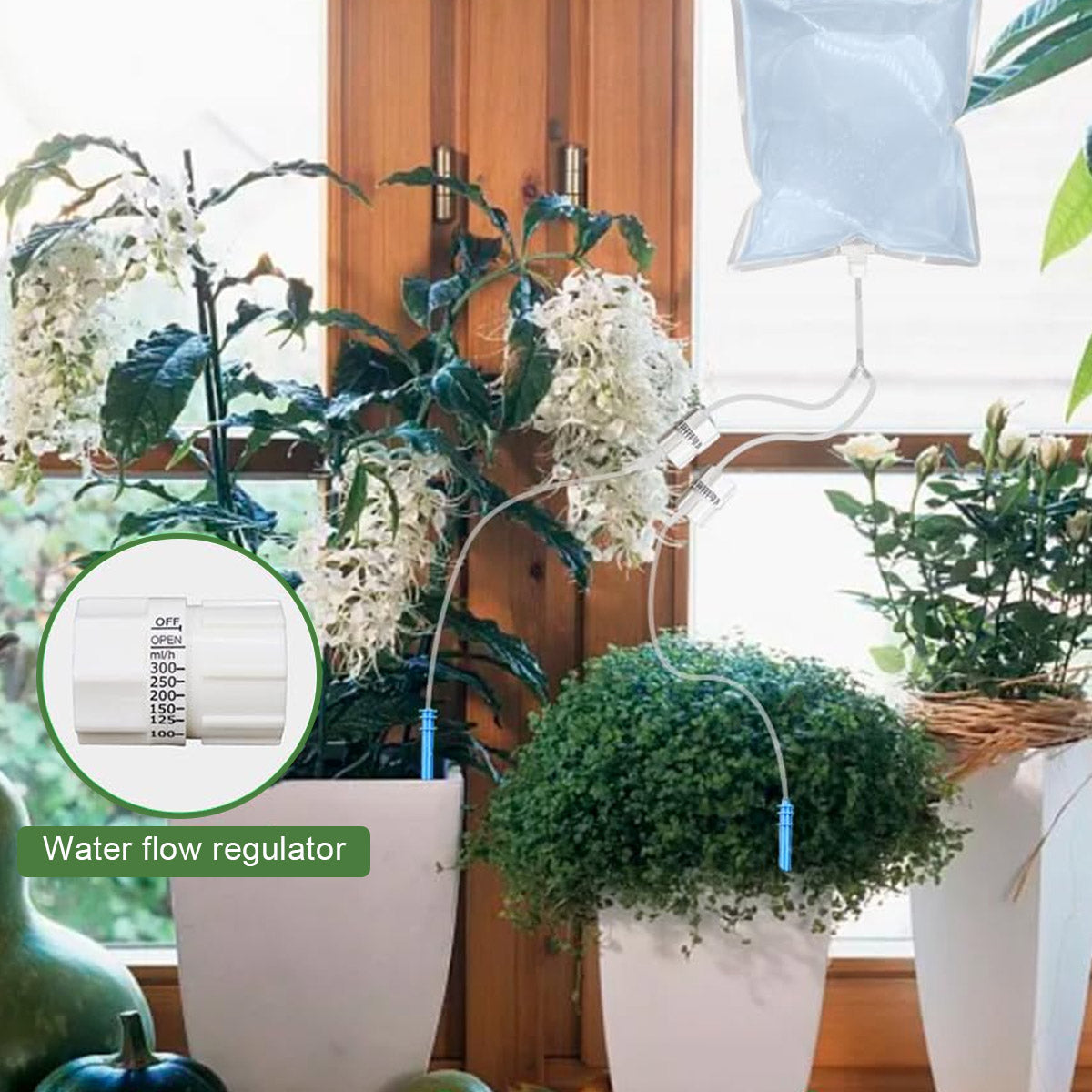 HASTHIP Dual Dripper Plant Watering Device Kit 2L Slow Drip Watering Device Plant Watering Bag with Adjustable Flow Automatical Plant Watering Device for Plant Pots