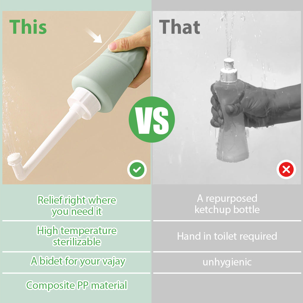HASTHIP Peri Bottle, 500ml Portable Travel Bidet with Bag, with 2 Interchangeable Spray Nozzles Travel Bidet with Storage Bag Cleansing Bidet Sprayer for Personal Hygiene Care, Postpartum Perineal