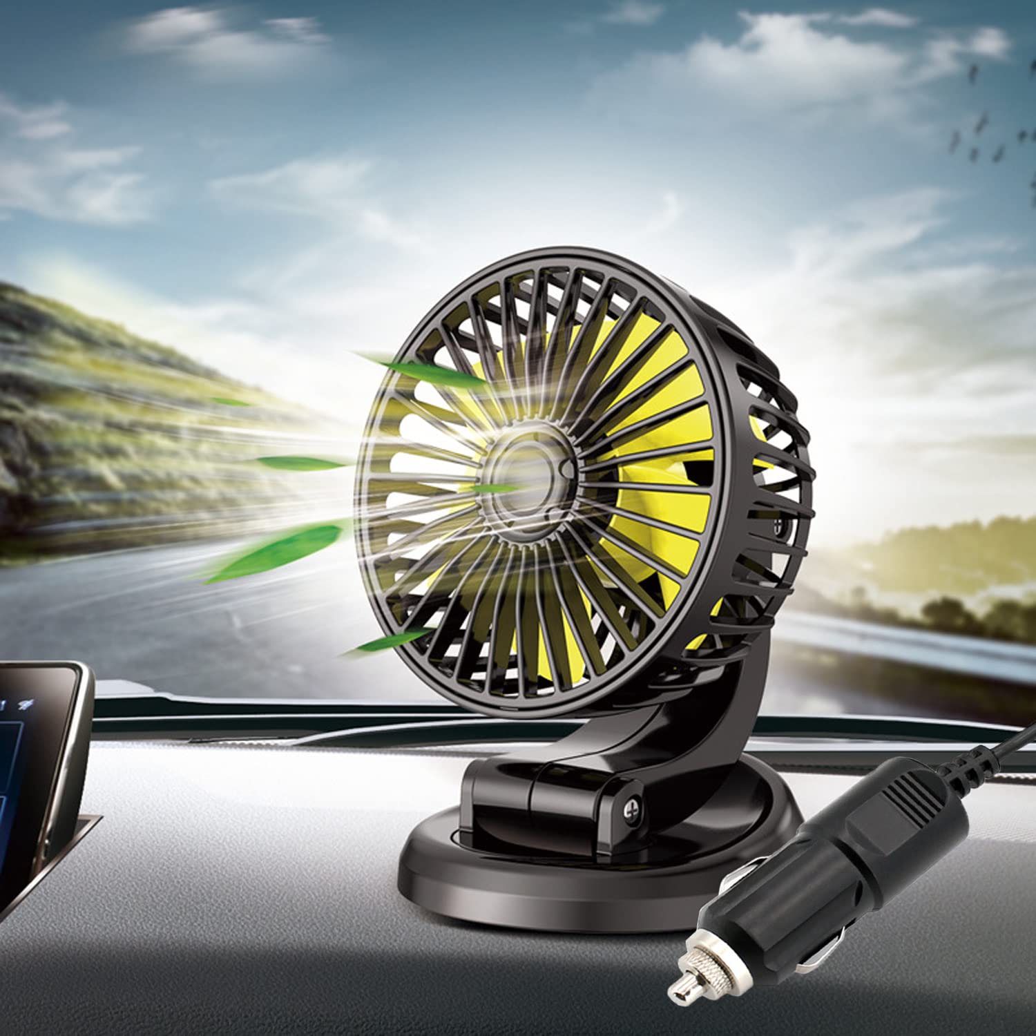 STHIRA Car Fan Cigarette Lighter Powered Fan for 12V Vehicle360° Rotatable Car Use Fan Portable Car Fan for 12V Cars, SUV Trucks, Boats, Sightseeing Car