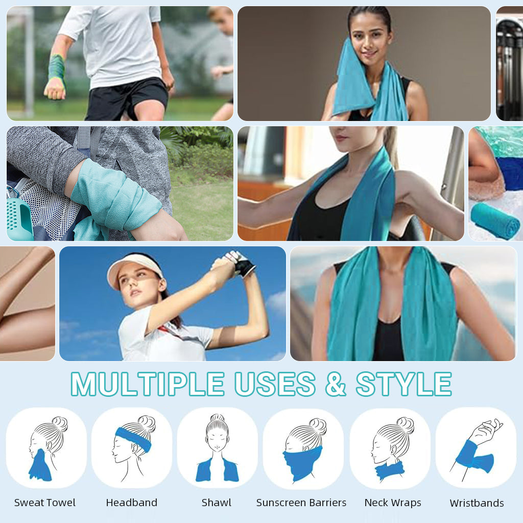 Proberos Quick Dry 40x40cm Fitness Towel for Gym & Outdoor, Cool Feel Microfiber Sweat Towel for Men & Women, Portable Pocket Face Towel with Silicone Box & Carabiner, Green