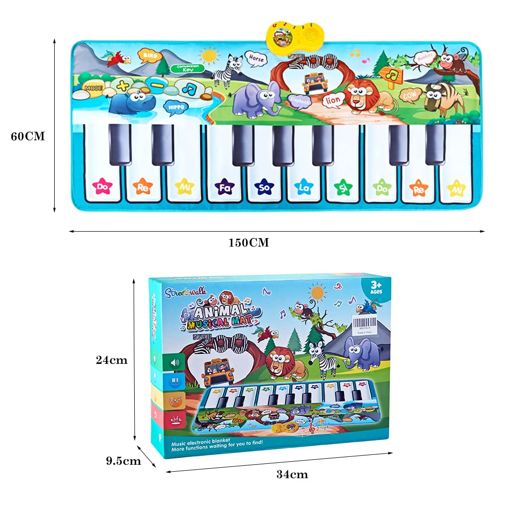 PATPAT Musical Mat for Kids,Large Size Musical Mat Piano Keyboard Play Mat Floor Music Mat for Toddlers, Early Educational Toys Musical Toys Gift Kids Toys for Boys Girls 3+ Year (59x24inch)