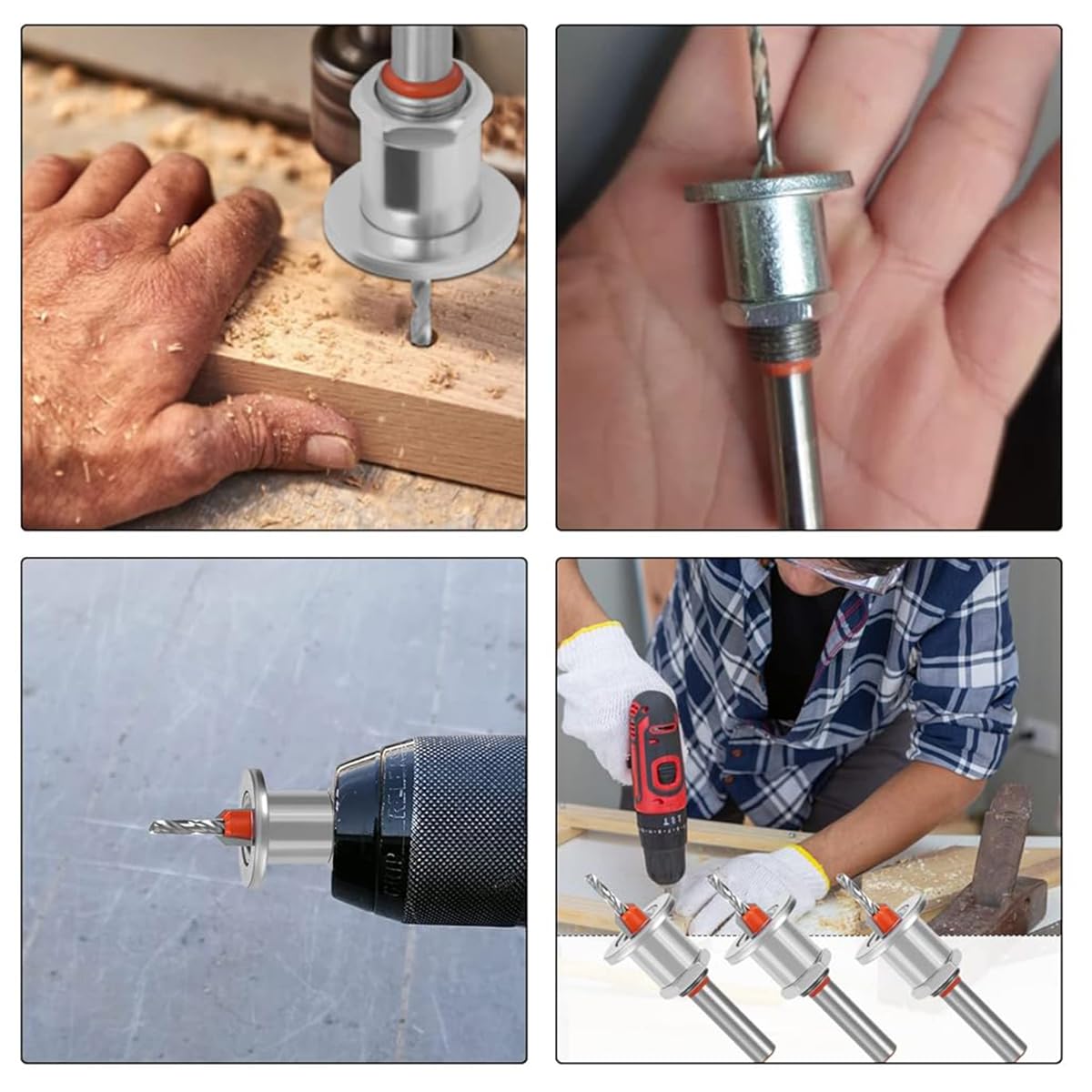 Serplex 5Pcs Carbide Tipped 90° Countersink with Adjustable Low Friction Depth Stop Multifunctional Round Shank Bore Woodworking Drill Bit Taper Drill Bit Counterbore Drill Bit Wood Working Tools