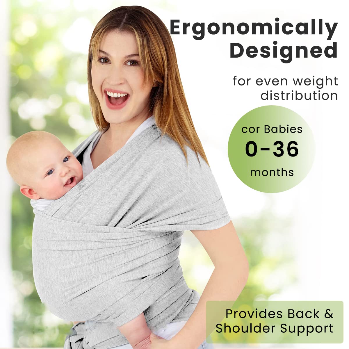 SNOWIE SOFT Baby Wrap Carrier - All in 1 Original Breathable Baby Sling, Lightweight, Hands Free Baby Carrier Sling, Baby Carrier Wrap, Baby Carriers for Newborn