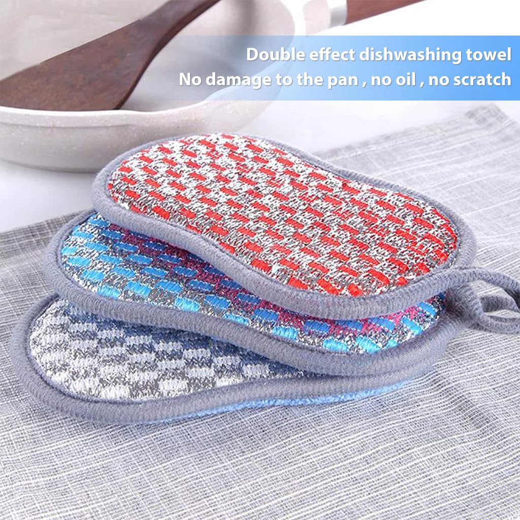 HASTHIP 6 Pack Kitchen Dish Sponge Scrubber, Durable Scrub Scouring Sponge, Non-Scratch Microfiber Sponge Heavy Duty for Da wn Dish Soap Cleaning of Sink Pans