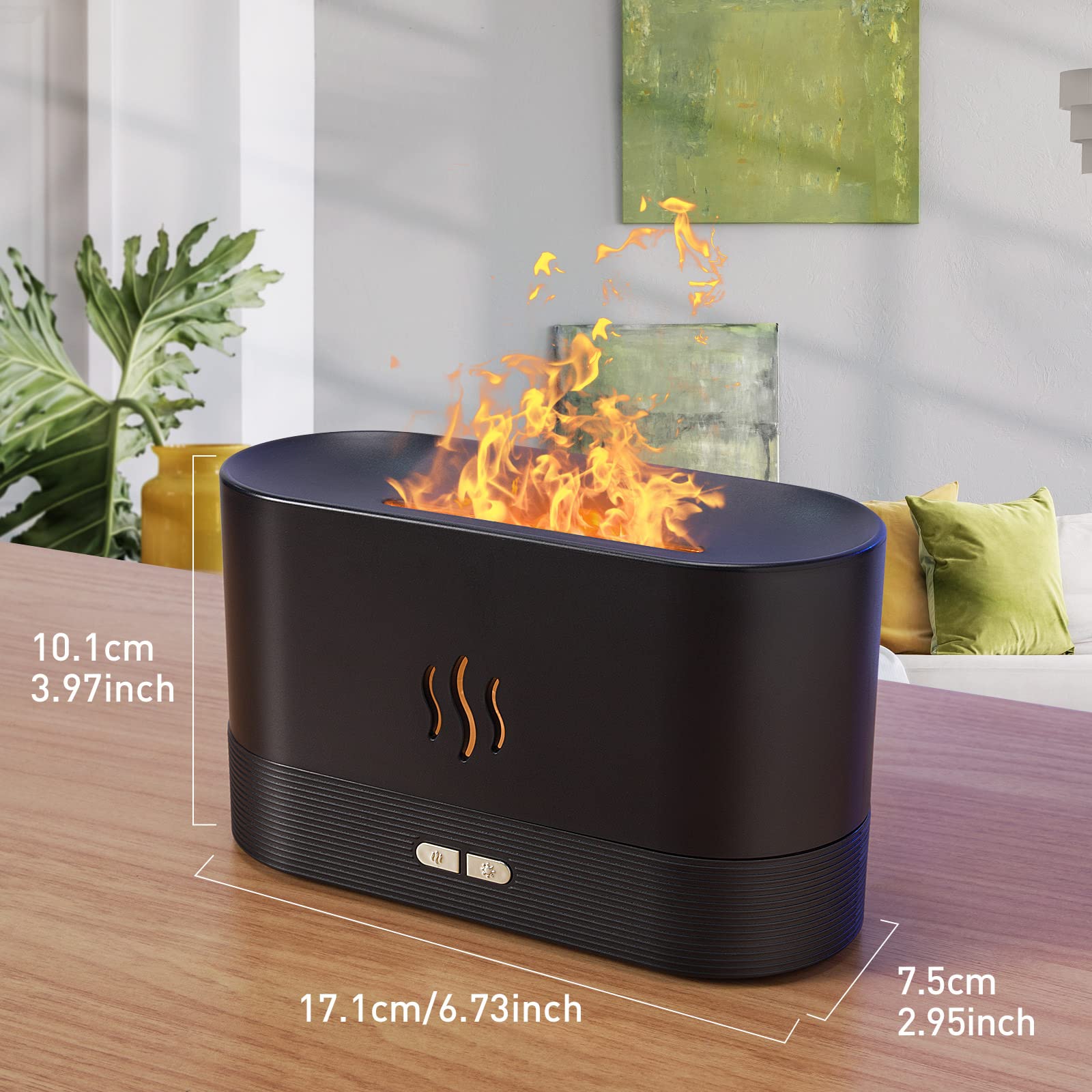 HASTHIP Flame Humidifier for Room Moisture 7 Colors Light Essential Oil Permitted 180ML 24dB Air Humidifier for Bedroom with Ultrasonic Cool Mist Car Desktop Office Humidifier