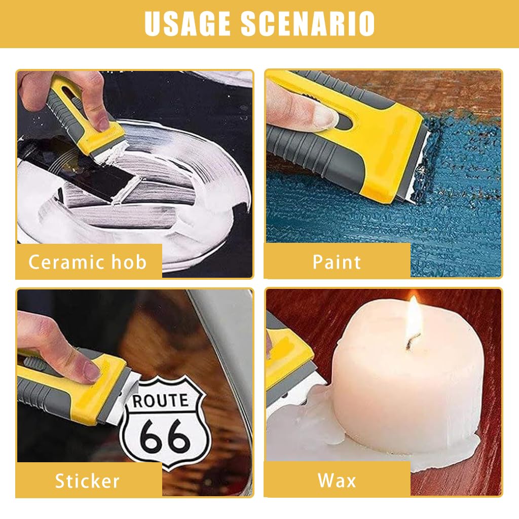 HASTHIP Retractable Metal Scraper with 15Pcs Blades - Stain & Glue Removal Tool, Wall Cleaning Scraper Razor Scraper Tool for Removing Stickers, Labels on Wall, Glass, Tiles