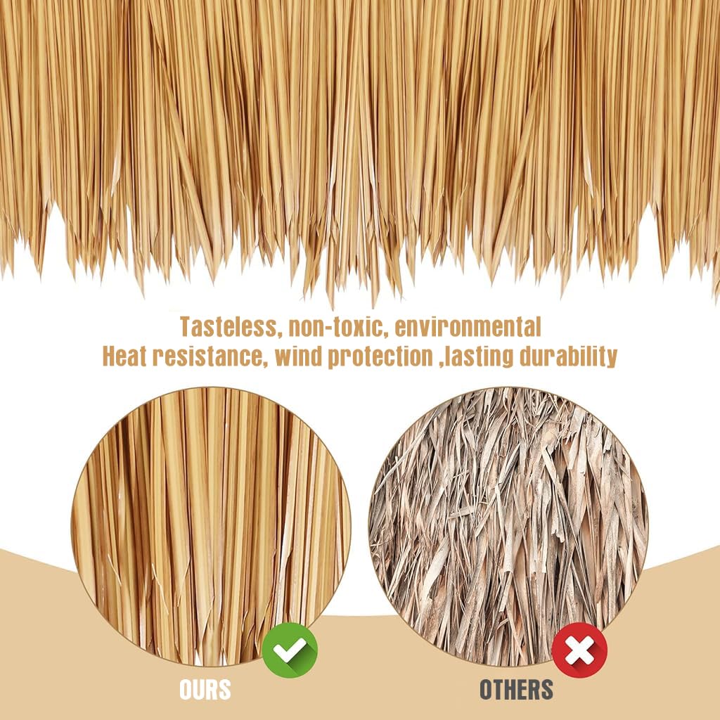 HASTHIP 3.3ft Artificial Thatch Trim for Roof Weather Resistant Yellowish Hawaii Thatch Trim Multipurpose Decorative Thatch Trim for Roof Edging, Tiki Bars, Interior Decor