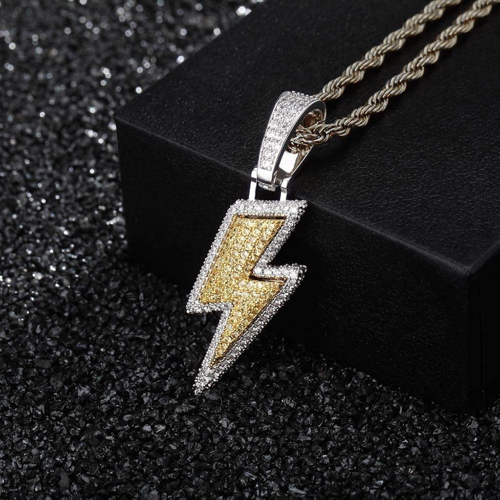 SANNIDHI Necklace for Men Stainless Steel Chain Necklace with Gift Box Lightning Bolt Design Pendant for Men Jewellery Accessories Anniversary Birthday Gift for Men, Boys, Husband