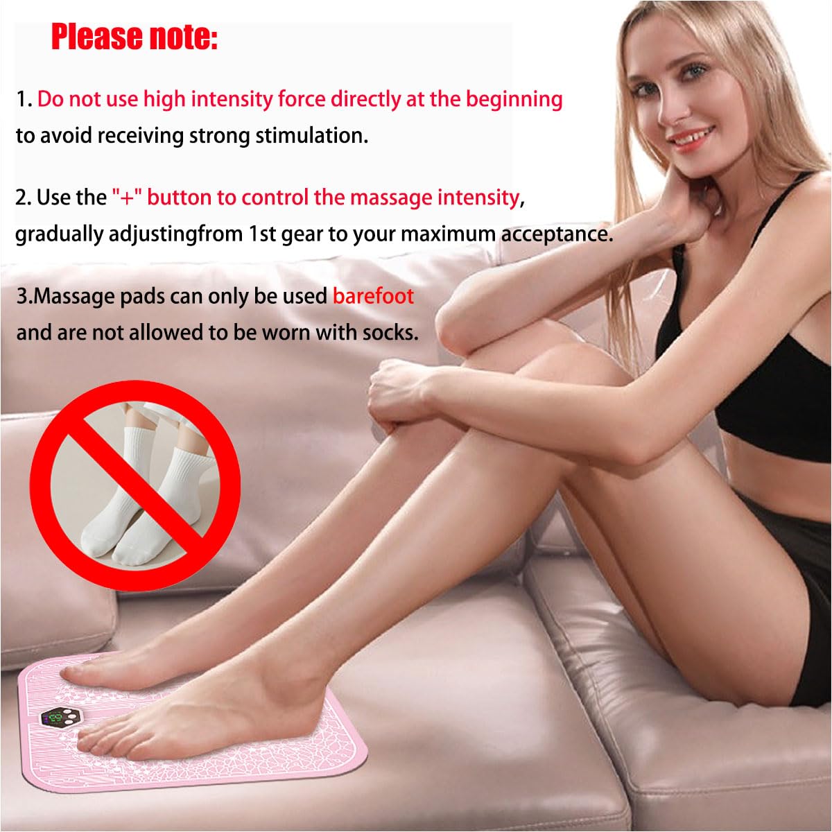 HANNEA Foot Massager for Pain Relief, EMS Foot Massage Pad, Electric Portable Wireless Rechargeable Massager Pad with 6 Modes, 19 Strength Levels (Black)
