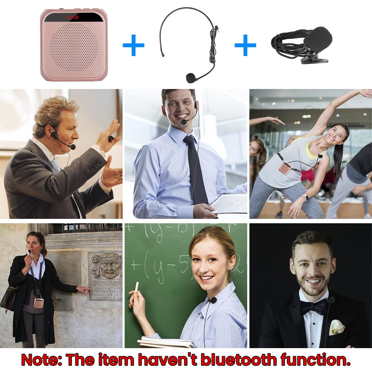 ZORBES Voice Amplifier Microphone Headset Set 1800 mAh, USB Rechargeable Support TF Card/Flash Drive, with Strap Belt, Portable Voice Amplifier for Teachers, Classroom, Meetings, Yoga, Tour Guides
