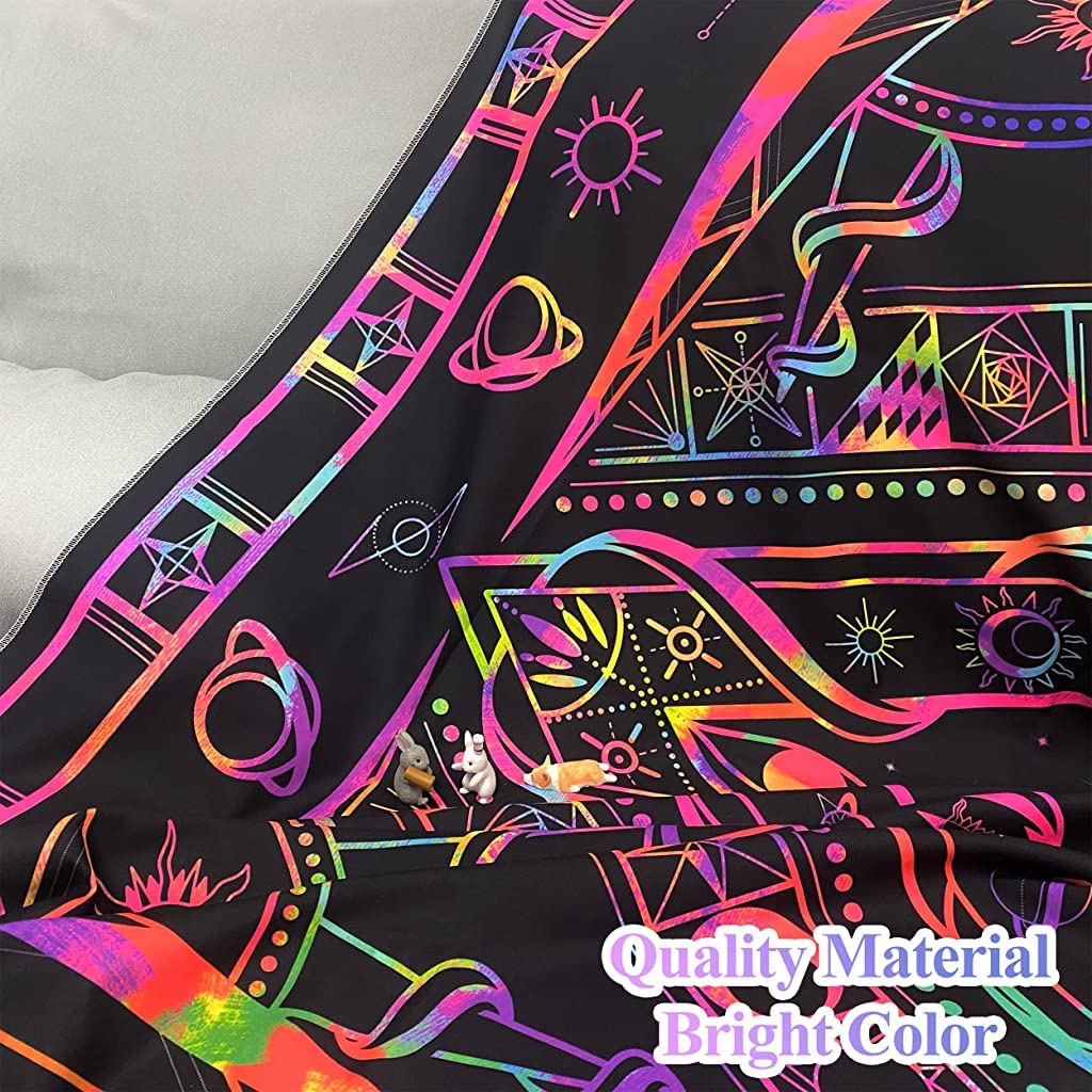 HASTHIP Blacklight Tapestry UV Reactive Tapestry Glow in The Dark, Sun and Moon Tapestry, Aesthetic Tapestry Wall Hanging Tapestry Fluorescence Tapestry Night Glow Tapestries (51.2 in x 59.1 in)