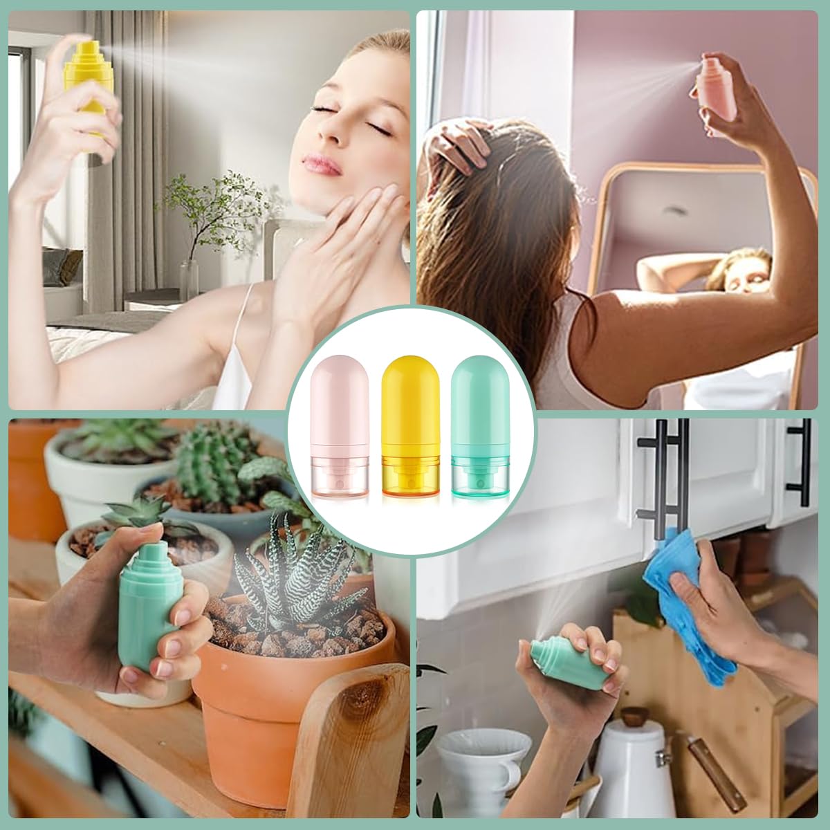 MAYCREATE 3Pcs Travel Spray Bottles 30ml Empty Refillable Spray Bottle with Lid Fashion Macaron Color Travel Spray Bottles for Sanitizers, Skincare Products, Hair Sprays, Perfume